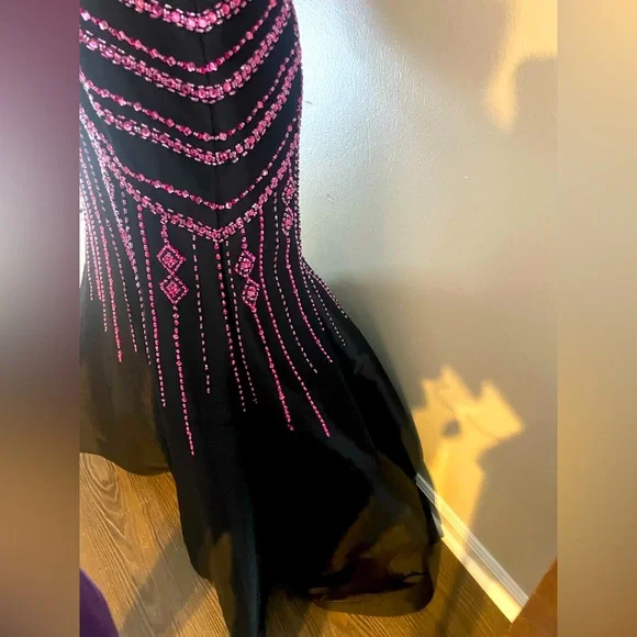 NWT Rachel Allan black & pink Formal Gown - Picture 12 of 14